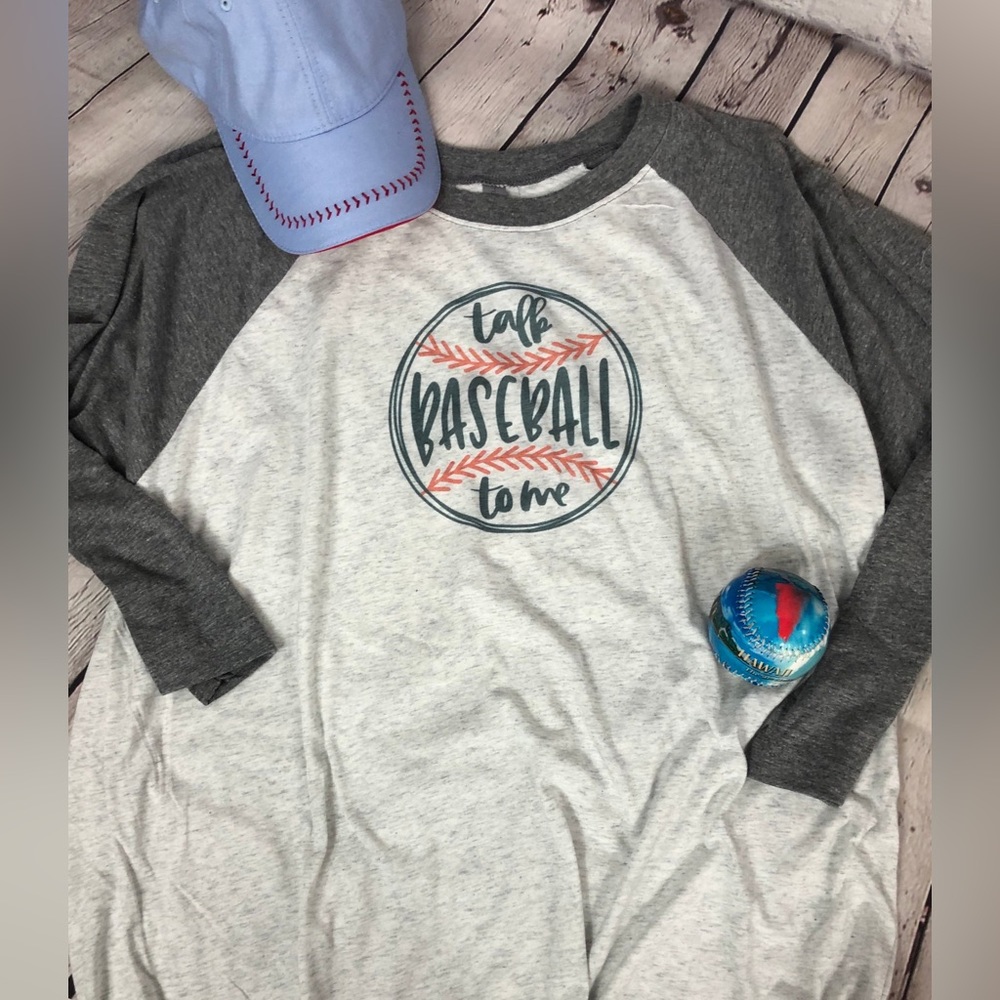 New! Talk Baseball To Me Unisex Raglans (XL & 2XL)